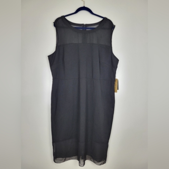 NWT Maree Pour Toi Plus Mesh Panel Sheath Sheer Color Block Dress Black Size 22 - Picture 4 of 14